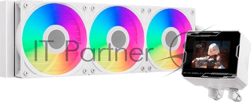 Система водяного охлаждения PcCooler GT360M Display ARGB Soc-AM5/AM4/1200/1700/1851 белый 4-pin 15-33.7dB Al LCD 310W Ret (GT360M-WHAWXX-GL)