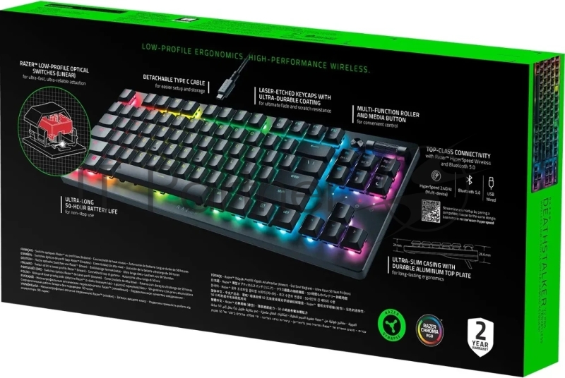 Клавиатура беспроводная RAZER Deathstalker V2 Pro TKL (RZ03-04370100-R3M1) Red Linear