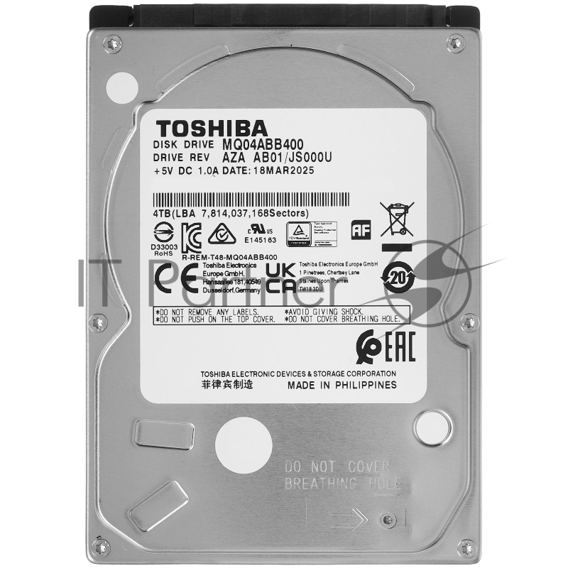 Жесткий диск HDD Toshiba SATA 4TB 2.5 6.0 Gbit/s 5400 rpm 128Mb 1 year warranty (replacement ST4000LM024)