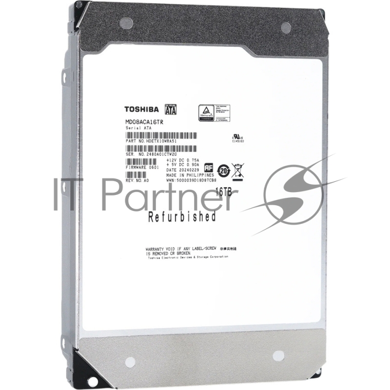 Жесткий диск HDD Toshiba MD08 SATA3 16Tb 3.5 7200 512Mb OFFICIAL RECERTIFIED 1 year warranty