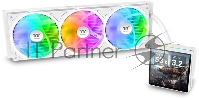 Система водяного охлаждения Thermaltake TH360 V3 Ultra Snow ARGB Soc-AM5/AM4/1200/1700/1851 белый 4-pin 37.8dB Al LCD 365W Ret (CL-W476-PL12SW-A)