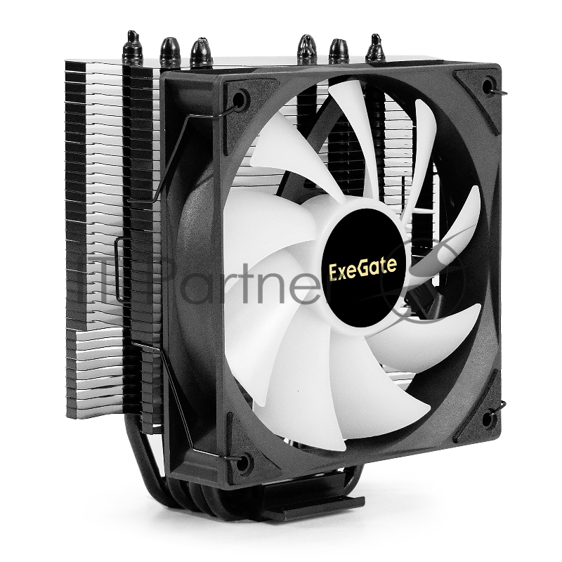 Кулер для процессора ExeGate Dark Magic EXX400V3-PWM.RGB (Al+Cu, черное покрытие, 4 тепл.трубки, LGA1150/1151/1155/1156/1200/17 TDP 140W, Fan 120mm, PWM, 800-1800RPM, Hydro bearing, 4pin, 11-24db,