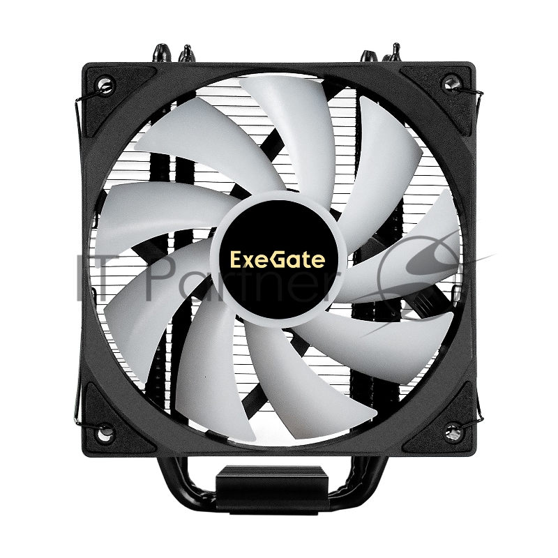 Кулер для процессора ExeGate Dark Magic EXX400V3-PWM.RGB (Al+Cu, черное покрытие, 4 тепл.трубки, LGA1150/1151/1155/1156/1200/17 TDP 140W, Fan 120mm, PWM, 800-1800RPM, Hydro bearing, 4pin, 11-24db,