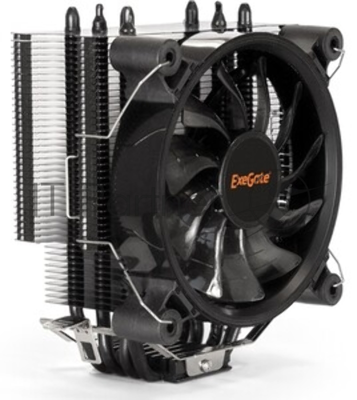 Кулер для процессора ExeGate Dark Magic EXX400V3-PWM.RGB (Al+Cu, черное покрытие, 4 тепл.трубки, LGA1150/1151/1155/1156/1200/17 TDP 140W, Fan 120mm, PWM, 800-1800RPM, Hydro bearing, 4pin, 11-24db,