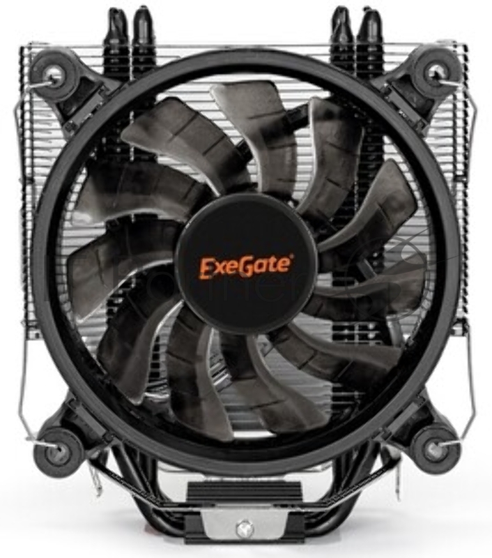 Кулер для процессора ExeGate Dark Magic EXX400V3-PWM.RGB (Al+Cu, черное покрытие, 4 тепл.трубки, LGA1150/1151/1155/1156/1200/17 TDP 140W, Fan 120mm, PWM, 800-1800RPM, Hydro bearing, 4pin, 11-24db,