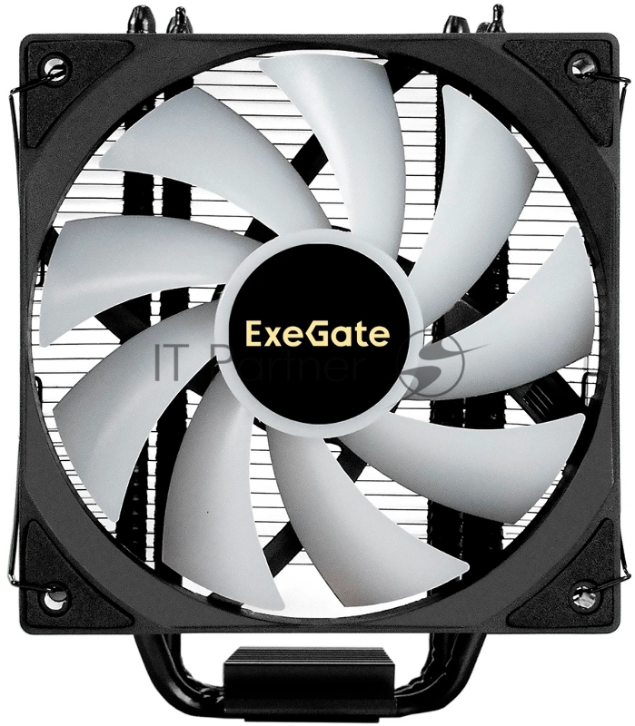 Кулер для процессора ExeGate Dark Magic EXX400V3-PWM.RGB (Al+Cu, черное покрытие, 4 тепл.трубки, LGA1150/1151/1155/1156/1200/17 TDP 140W, Fan 120mm, PWM, 800-1800RPM, Hydro bearing, 4pin, 11-24db,