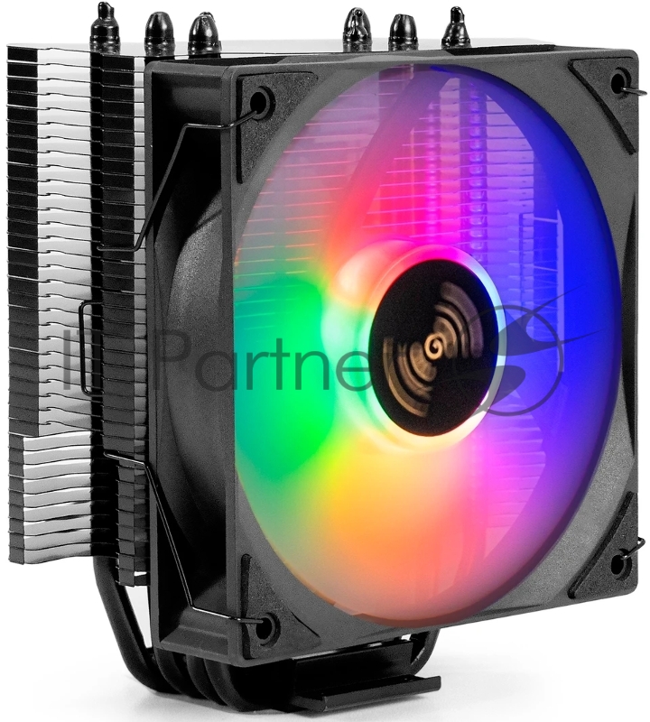 Кулер для процессора ExeGate Dark Magic EXX400V3-PWM.RGB (Al+Cu, черное покрытие, 4 тепл.трубки, LGA1150/1151/1155/1156/1200/17 TDP 140W, Fan 120mm, PWM, 800-1800RPM, Hydro bearing, 4pin, 11-24db,