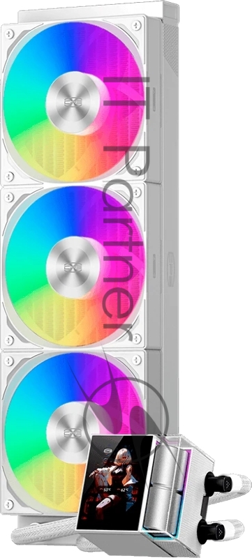 Система водяного охлаждения PcCooler DS360 Display ARGB Soc-AM5/AM4/1200/1700/1851 белый 4-pin 39.8dB Al LCD 310W Ret (DS360-WHAWXY-GL)
