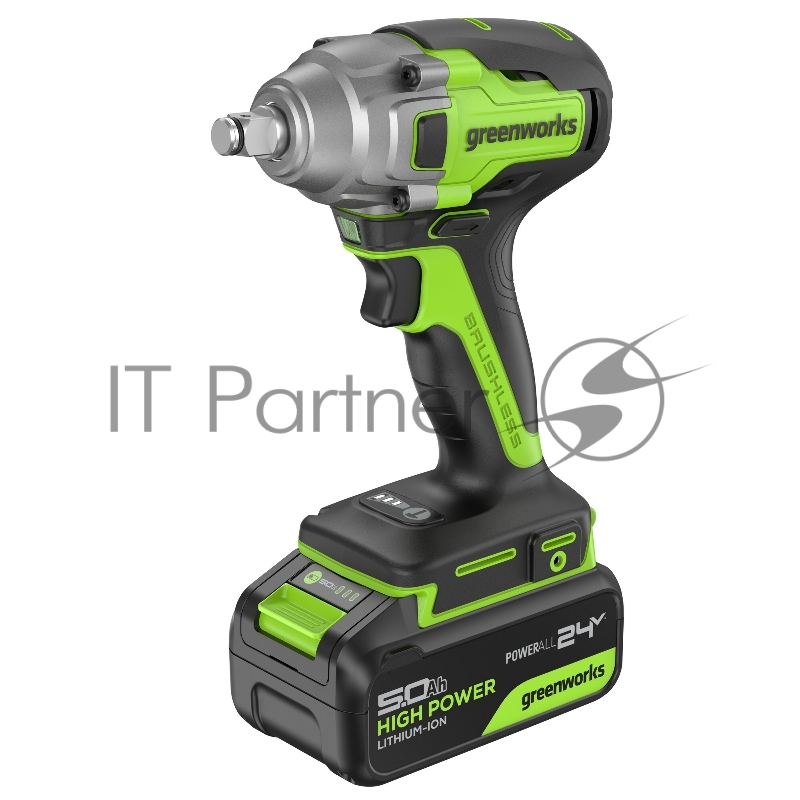 Гайковерт Greenworks GD24IW400 аккум. патрон:квад.1/2 (3802907CUG)