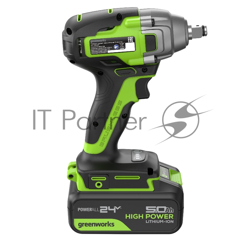 Гайковерт Greenworks GD24IW400 аккум. патрон:квад.1/2 (3802907CUG)
