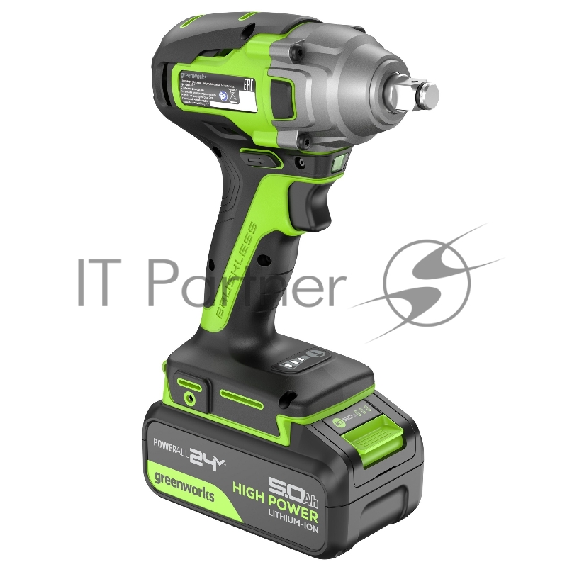 Гайковерт Greenworks GD24IW400 аккум. патрон:квад.1/2 (3802907CUG)