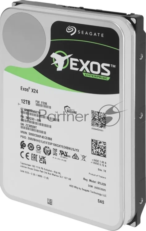 Жесткий диск Seagate SAS 3.0 12TB ST12000NM007H Server Exos X24 4KN (7200rpm) 512Mb 3.5