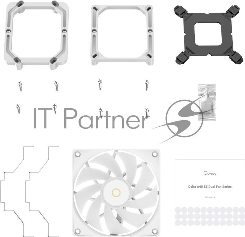 Кулер для процессора Ocypus Delta A40 SE WH Dual Fan ARGB, 2x120mm ARGB FAN, Top ARGB Panel, 4 HEAT PIPES, 4-PIN PWM, 800-1800 RPM, 31DBA, HYDRO BEARING, LGA115X/1200/1700/18XX, AM4/AM5