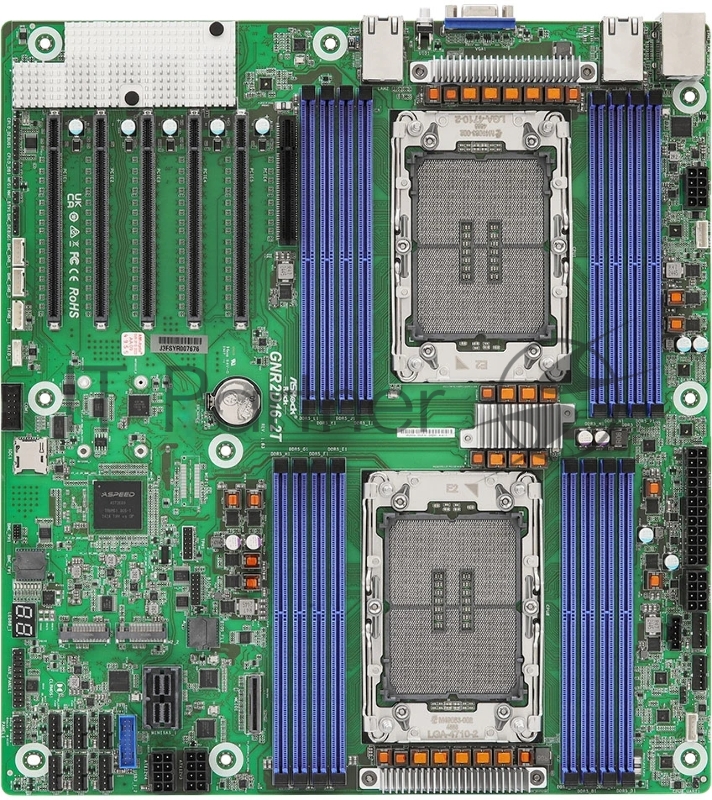 Материнская плата ASRock GNR2D16-2T, EEB like, 2x LGA 4710 Intel Xeon 6700P-series/ 6500P-series/ 6700E-series, 16x DDR5 RDIMM, MRDIMM, 5x PCIe5.0 / CXL2.0 x16, 1x PCIe5.0 / CXL2.0 x8, 1x MCIO (PCIe5.0 / CXL2.0 x8), 2x M.2 (PCIe5.0 x2), up to 8 SATA