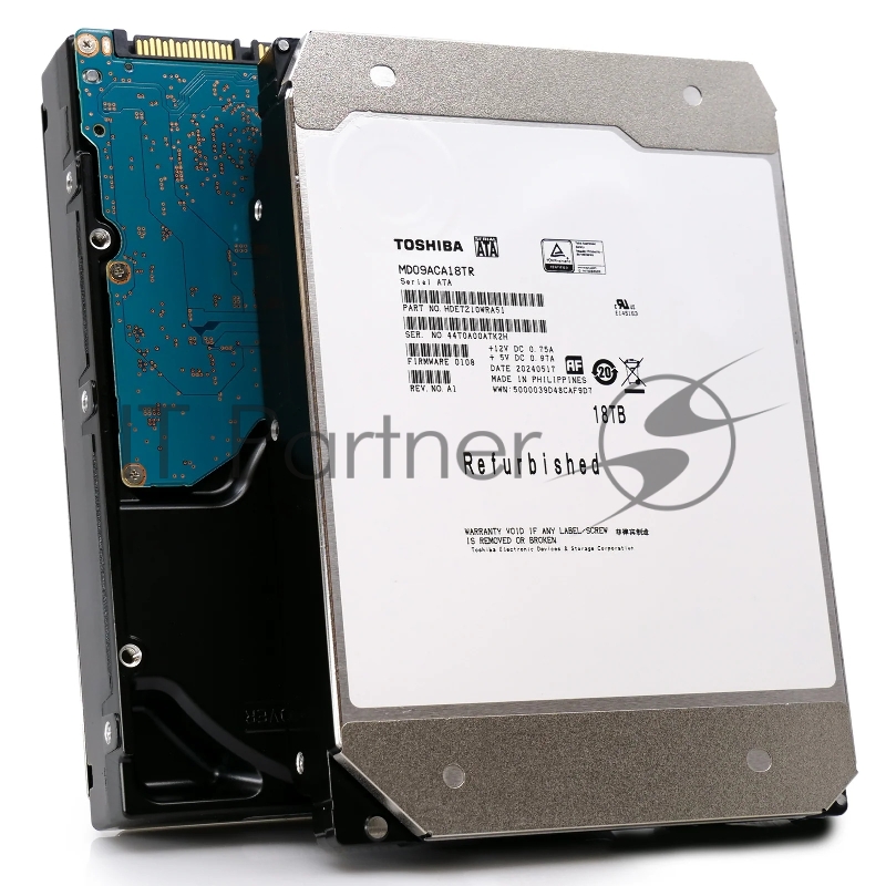 Жесткий диск Toshiba SATA 18TB 3.5 6.0 Gbit/s 7200 rpm 512Mb OFFICIAL RECERTIFIED 1 year warranty (replacement MG09ACA18TE, ST18000NM000J, ST18000NM003D)
