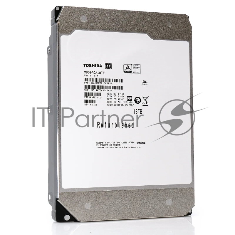 Жесткий диск Toshiba SATA 18TB 3.5 6.0 Gbit/s 7200 rpm 512Mb OFFICIAL RECERTIFIED 1 year warranty (replacement MG09ACA18TE, ST18000NM000J, ST18000NM003D)