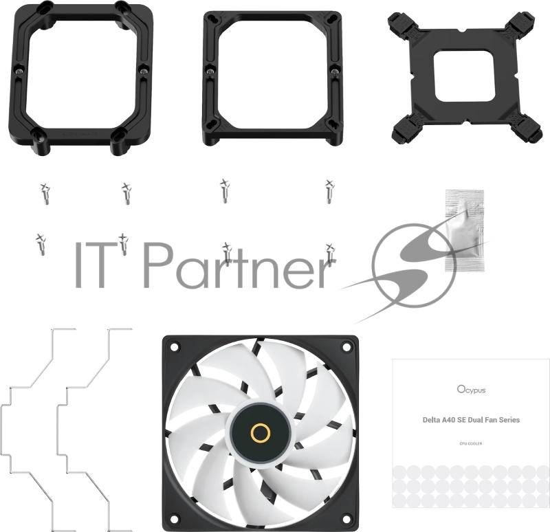 Кулер для процессора Ocypus Delta A40 SE BK Dual Fan ARGB, 2x120mm ARGB FAN, Top ARGB Panel, 4 HEAT PIPES, 4-PIN PWM, 800-1800 RPM, 31DBA, HYDRO BEARING, LGA115X/1200/1700/18XX, AM4/AM5