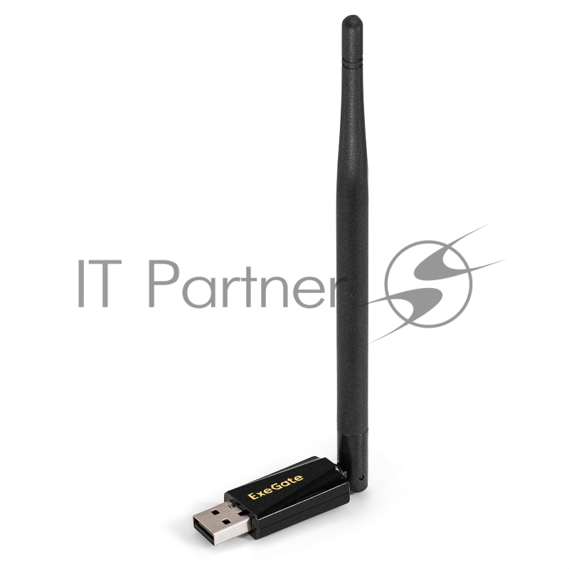 Сетевой адаптер Wi-Fi 4 ExeGate EDWA-137-N300-1 (Беспроводной USB адаптер, Wi-Fi N (b/g/n), чипсет Realtek8192, до 300 Мбит/с на 2,4 ГГц, внешняя 3dBi антенна, USB 2.0)