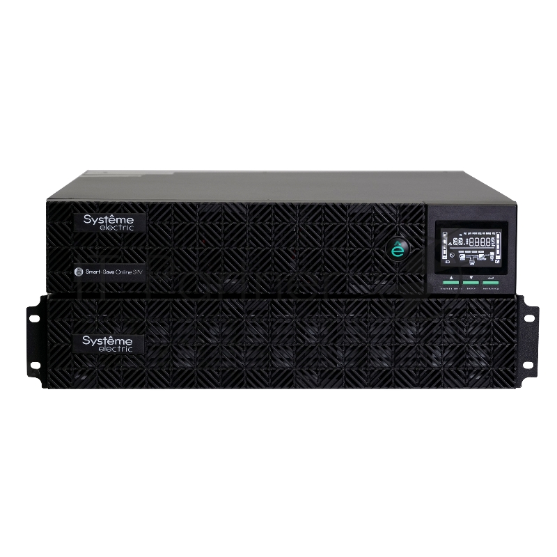 Источник бесперебойного питания Systeme Electric Smart-Save Online SRV 6000 ВA, 6000 Вт, 230 В, 1:1, 2U+2U, конвертируемый форм-фактор, 16 шт. АКБ, 12В 9Ач, клеммы, размеры 440x600x174 мм