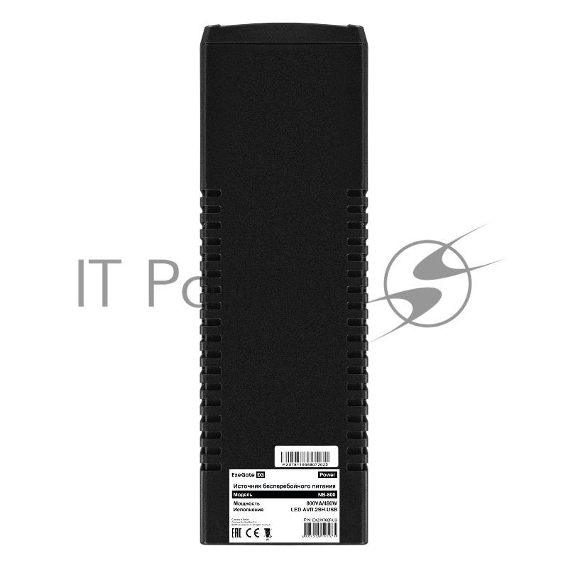 ИБП ExeGate Power NB-800.LED.AVR.2SH.USB (800VA/480W, LED, AVR, 2*Schuko, USB, батарея 12V 9Ah, Black)