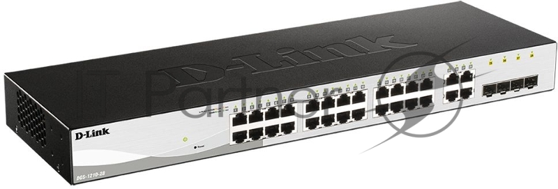 Коммутатор управляемый L2 D-Link DGS-1210-28/FL2A с 24 портами 10/100/1000Base-T и 4 комбо-портами 100/1000Base-T/SFP