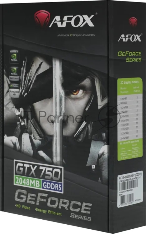 Видеокарта Afox PCI-E AF750-2048D5H6-V3 NVIDIA GeForce GTX 750 2Gb 128bit GDDR5 1020/5000 DVIx1 HDMIx1 CRTx1 HDCP oem