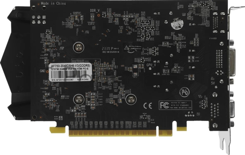 Видеокарта Afox PCI-E AF750-2048D5H6-V3 NVIDIA GeForce GTX 750 2Gb 128bit GDDR5 1020/5000 DVIx1 HDMIx1 CRTx1 HDCP oem