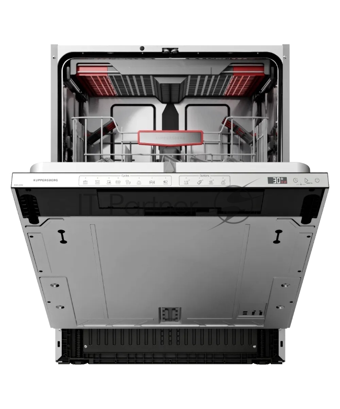 Встраиваемая посудомоечная машина Kuppersberg GHS 6036, High-Tech, 60 см, 16 комплектов, 3 корзины, 8 программ, отсрочка старта, автоматическое открывание двери, LED подсветка, сенсорное управление, луч на полу, половинная загрузка, UV-лампа, энергоэ