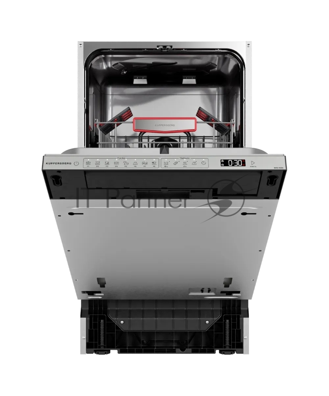 Встраиваемая посудомоечная машина Kuppersberg GHS 4526, High-Tech, 45 см, 10 комплектов, 3 корзины, 8 программ, отсрочка старта, автоматическое открывание двери, LED подсветка, сенсорное управление, луч на полу, половинная загрузка, UV-лампа, энергоэ