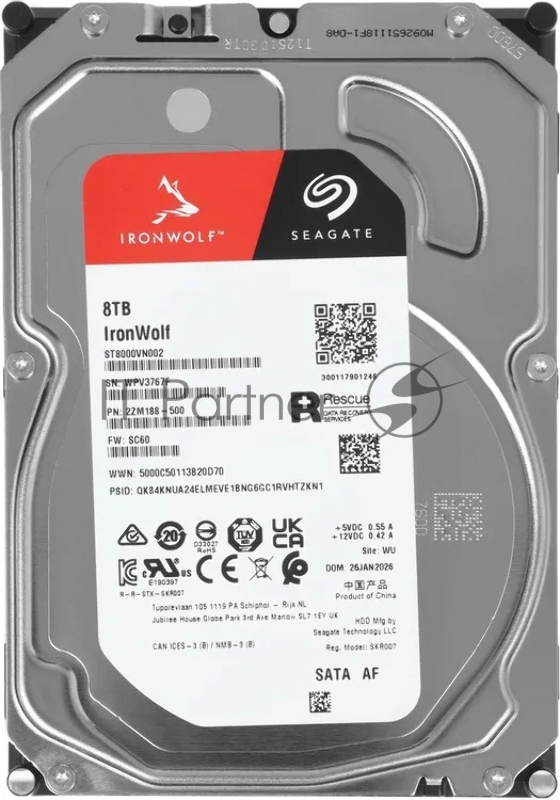 Жесткий диск Seagate SATA-III 8TB ST8000VN002 NAS Ironwolf 512E (5400rpm) 256Mb 3.5