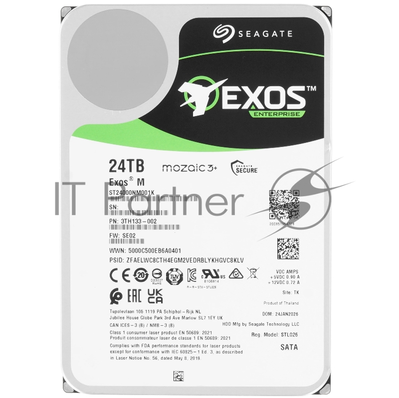 Жесткий диск Seagate SATA-III 24TB ST24000NM001K Server Exos X24 4KN (7200rpm) 512Mb 3.5