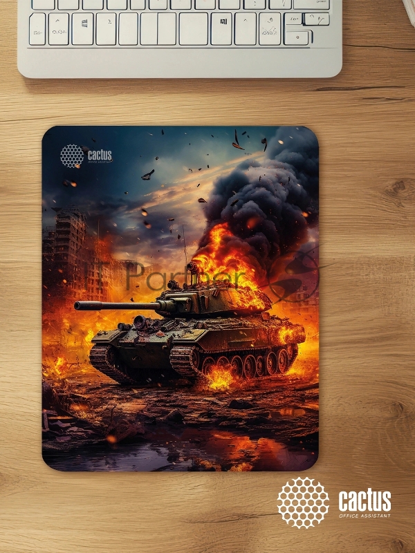 Коврик для мыши Cactus Burning tank рисунок 300x250x3мм (CS-MPC-D04M)