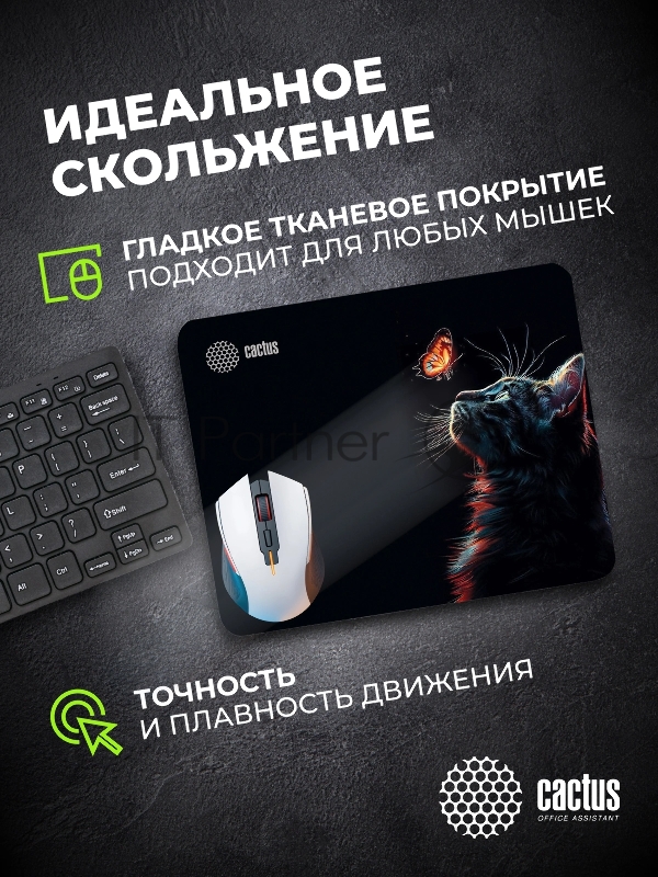 Коврик для мыши Cactus Night Cat 220x180x2мм (CS-MPC-P12XS)