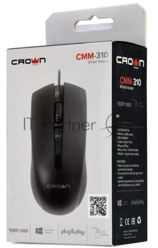 Мышь проводная CROWN CMM-310 черный