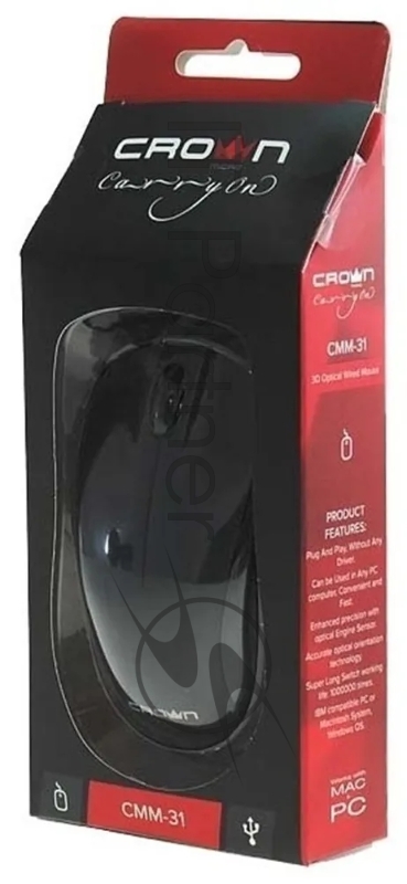 Мышь проводная CROWN CMM-312 черный