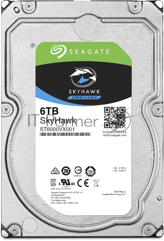 Жесткий диск Seagate 6TB 5400rpm SATA 6GB/S 256MB ST6000VX001 Seagate SkyHawk