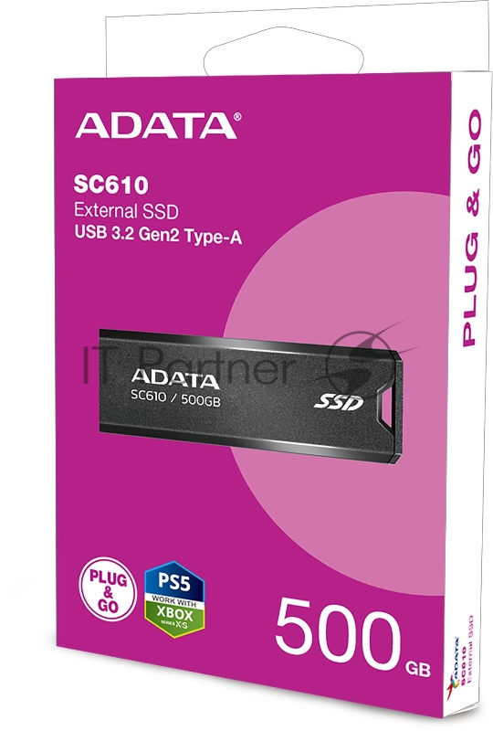Внешний SSD ADATA SC610, 500Gb, USB Type-A, R/W 550/500 Mb/s черный