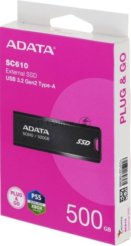 Внешний SSD ADATA SC610, 500Gb, USB Type-A, R/W 550/500 Mb/s черный