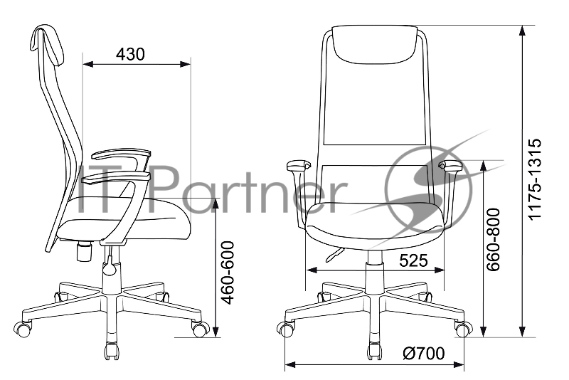 Кресло Бюрократ KB-8/DG/TW-12 TW-04 TW-12 серый, сетка