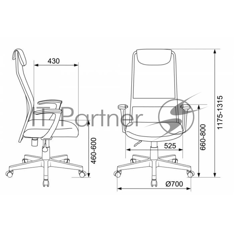 Кресло Бюрократ KB-8/DG/TW-12 TW-04 TW-12 серый, сетка