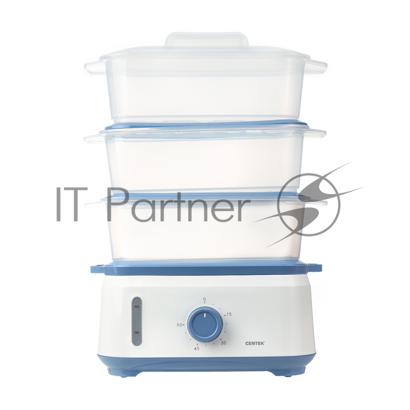 Пароварка электрическая Centek CT-1462 9л 1050Вт, таймер 60 мин, 3 контейнера, чаша для риса, резервуар 1,5л.