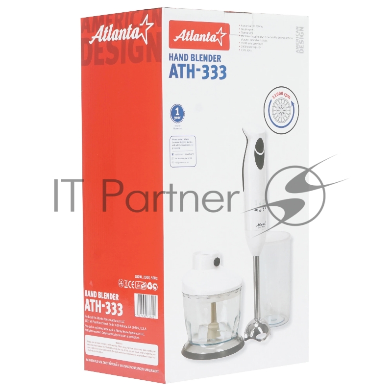 Блендер погружной Atlanta ATH-333 белый, 600 Вт, 2 скорости