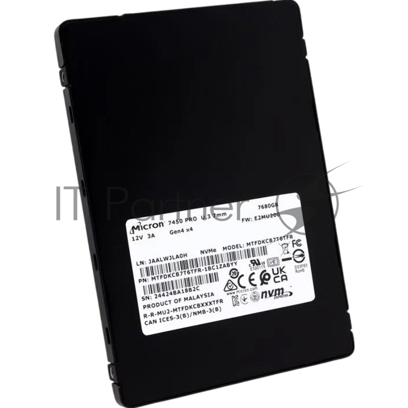 Накопитель SSD PCIE 7.68TB NVMe 7450 PRO NVMe MTFDKCB7T6TFR-1BC1ZABYY MICRON