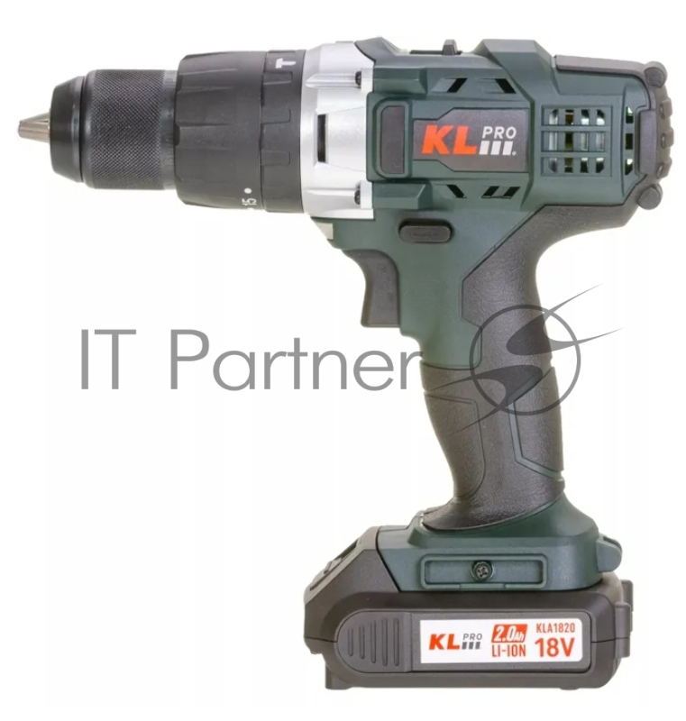 Профессиональный ударный бесщеточный шуруповерт KLPRO KLDM18BH-20 (Li-ion-2шт, 2.0Ач, 70Нм, 23-ступени к/м, ЗУ, в кейсе)