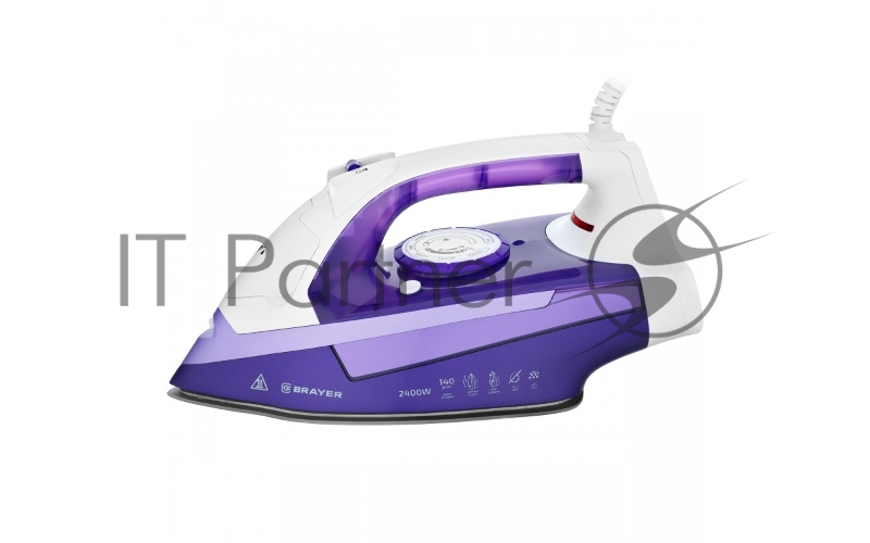 Утюг BRAYER BR4004 фиолетовый/белый, 2400 Вт, 25 г/мин, 140 г/мин, 280 мл