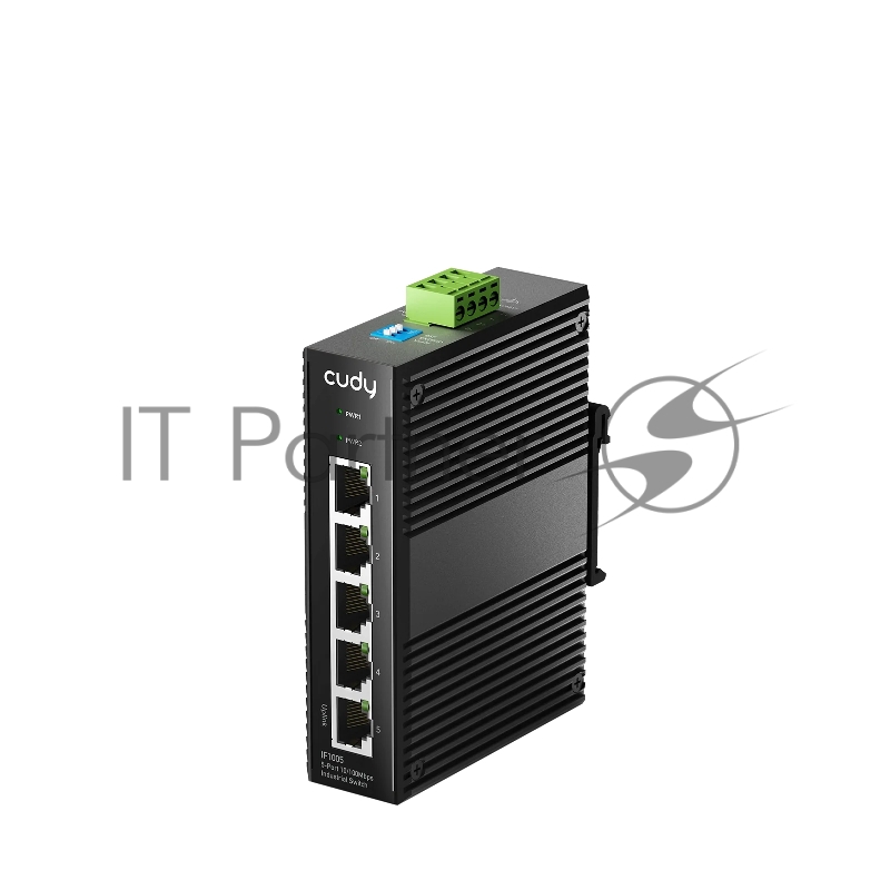 Промышленный коммутатор 5-Port 10/100M Aluminum Industrial Switch, 4 10/100M Ports, 1 10/100M Uplink Ports, Din-Rail& Wall mounts installation, Din-rail design, Power supply: DC 9.6~57V, work temperature:-40°C-75°C, Power Adapter Not Included
