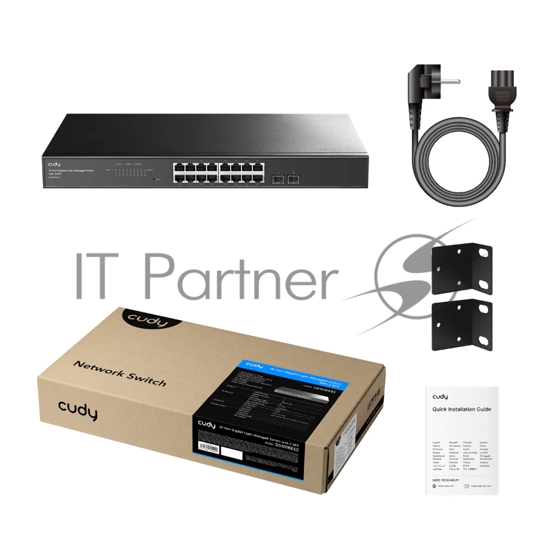 Коммутатор 16-Port Gigabit Light Managed Switch, 16 Gigabit RJ45 Ports, 2 Gigabit SFP ports, VLAN/Extend working mode DIP switch, Local management via Web GUI, support STP/RSTP, 802.1ab LLDP, Loop Detection, QoS, VLAN, SNMP, IGMP Snooping, DHCP Snoop
