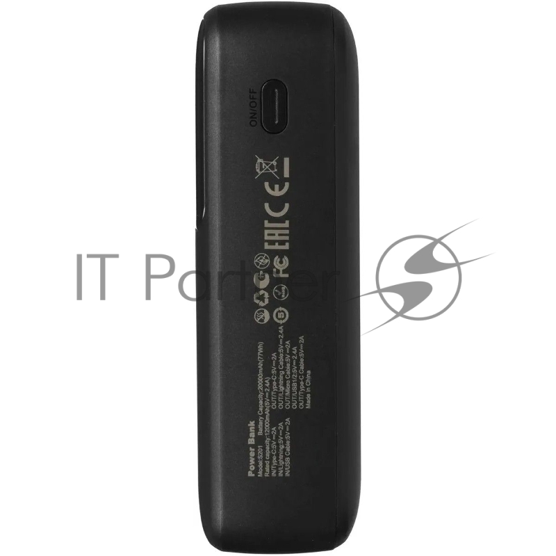 Портативный аккумулятор Tecno Pocket S201 20000mAh 2.4A 2xUSB-A/USB-C черный