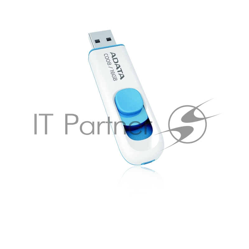Флешка USB ADATA C008 (AC008-16G-RWE), 16Gb, USB 2.0, R/W 15/5, белый/синий