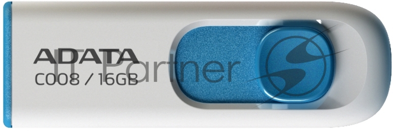 Флешка USB ADATA C008 (AC008-16G-RWE), 16Gb, USB 2.0, R/W 15/5, белый/синий